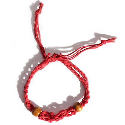 Pulsera de Macrame para Piedras Preciosas 20-28cm - Rojo