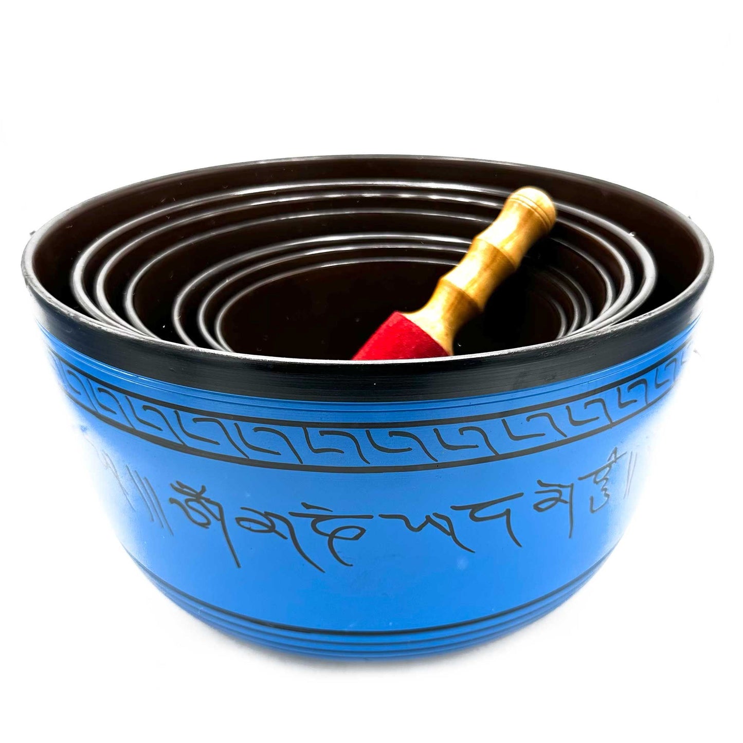 Large set of seven Tibetan singing bowls for chakras (19.5-35 cm)