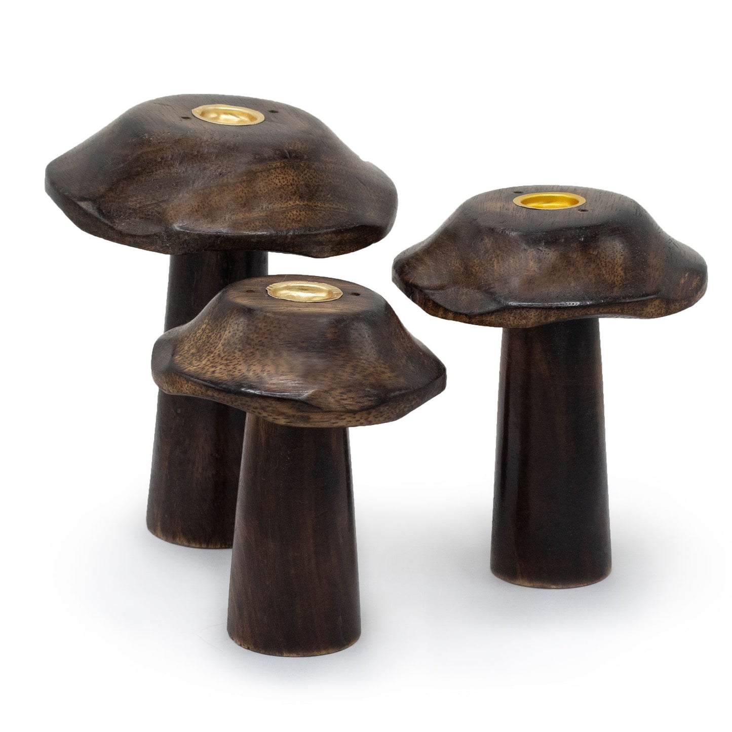 Set of 3 Flat Cone Incense Mushrooms (13cm 12cm 11cm)