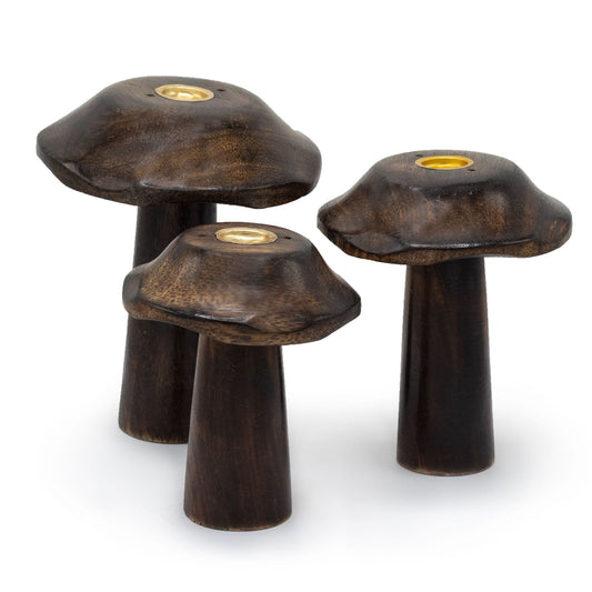 Set of 3 Flat Cone Incense Mushrooms (13cm 12cm 11cm)