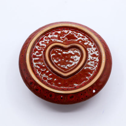 Ceramic holder for Palo Santo and Incense - Mandala - Red with heart-shaped glitter