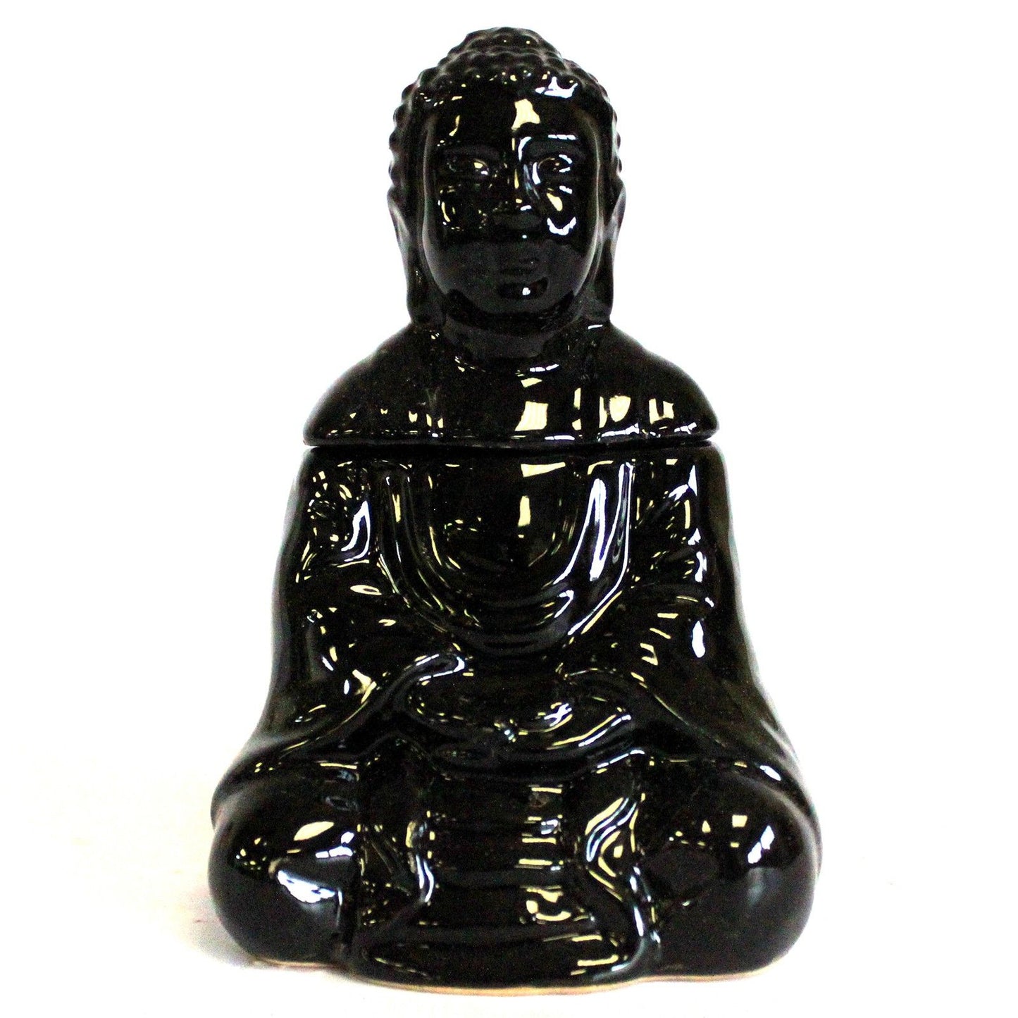 Seated Buddha Oil Burner - Black