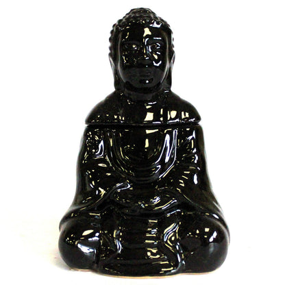 Seated Buddha Oil Burner - Black