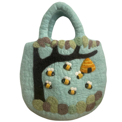Bolsa de fieltro con forma de árbol y colmena - 35 x 27 cm