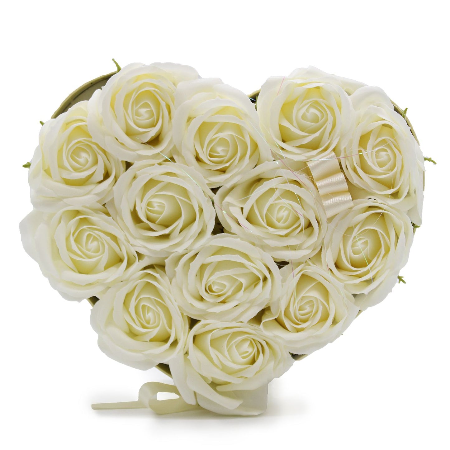 Gift Box - Soap Flower 13 Cream Roses - heart