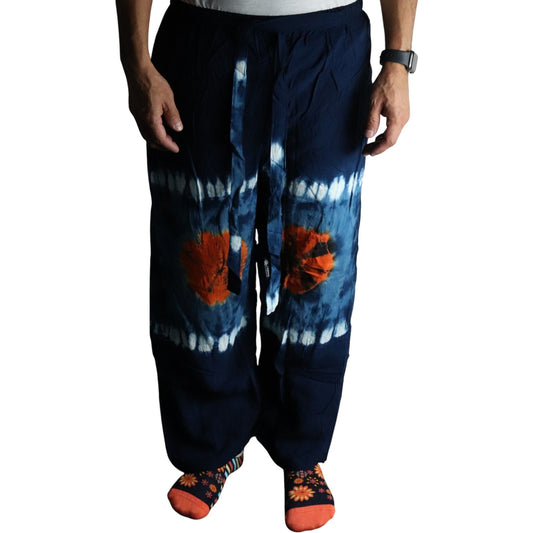 Pantalones de descanso de estilo japonés - turquesa y naranja -L