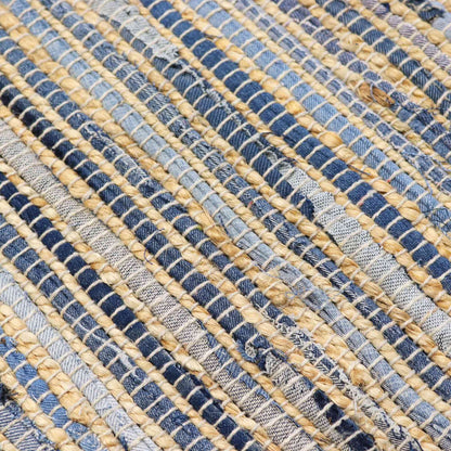 Alfombra mediana de yute de algodón reciclado - 90x150cm - Azul