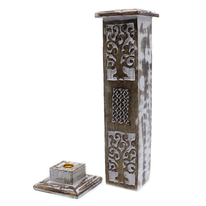 Incense Holder Finished in White - Smoke Tower
