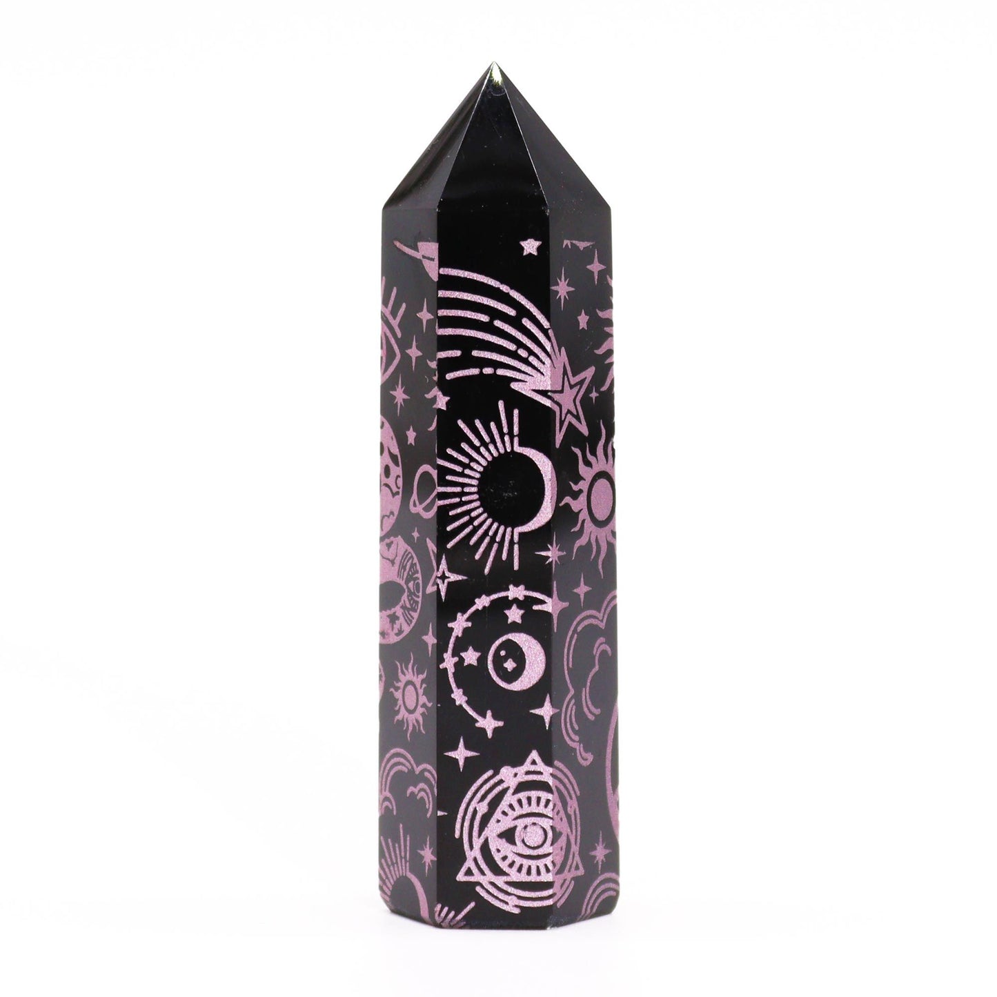 Black Obsidian Points (approx 60-70 gm 9cm) - Mystical History - Pink