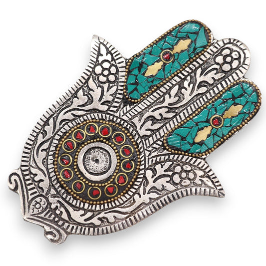 Small Green Hamsa Incense Holder 13x5.5cm