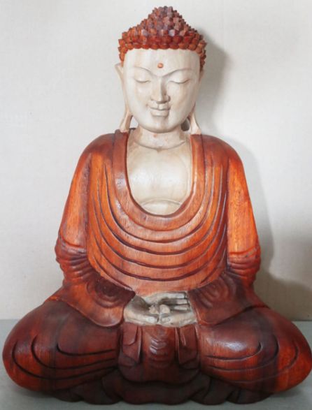 Estatua de Buda Tallada a Mano - 40cm Manos Abajo