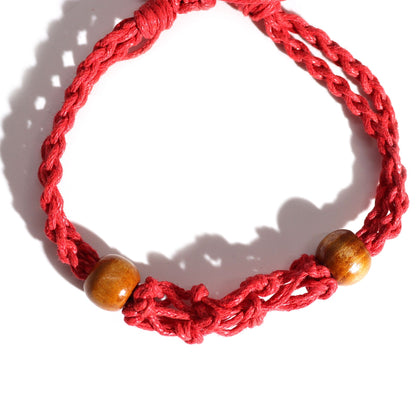 Pulsera de Macrame para Piedras Preciosas 20-28cm - Rojo