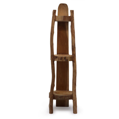 Corner cabinet with 3 shelves in natural teak - 90cm high