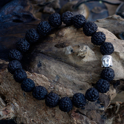 Rudraksha Buddha Japa Mala Bracelet - Dark