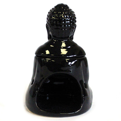 Seated Buddha Oil Burner - Black