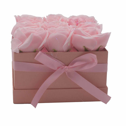 Gift Box - Soap Flower 9 Pink Roses - Square