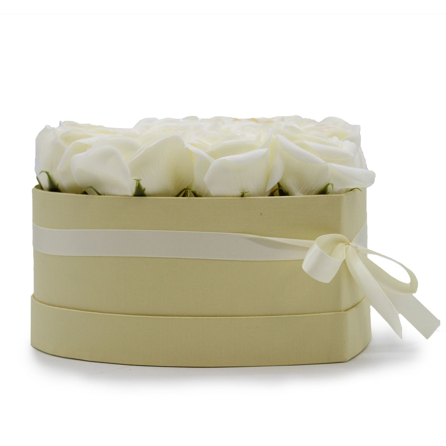 Gift Box - Soap Flower 13 Cream Roses - heart