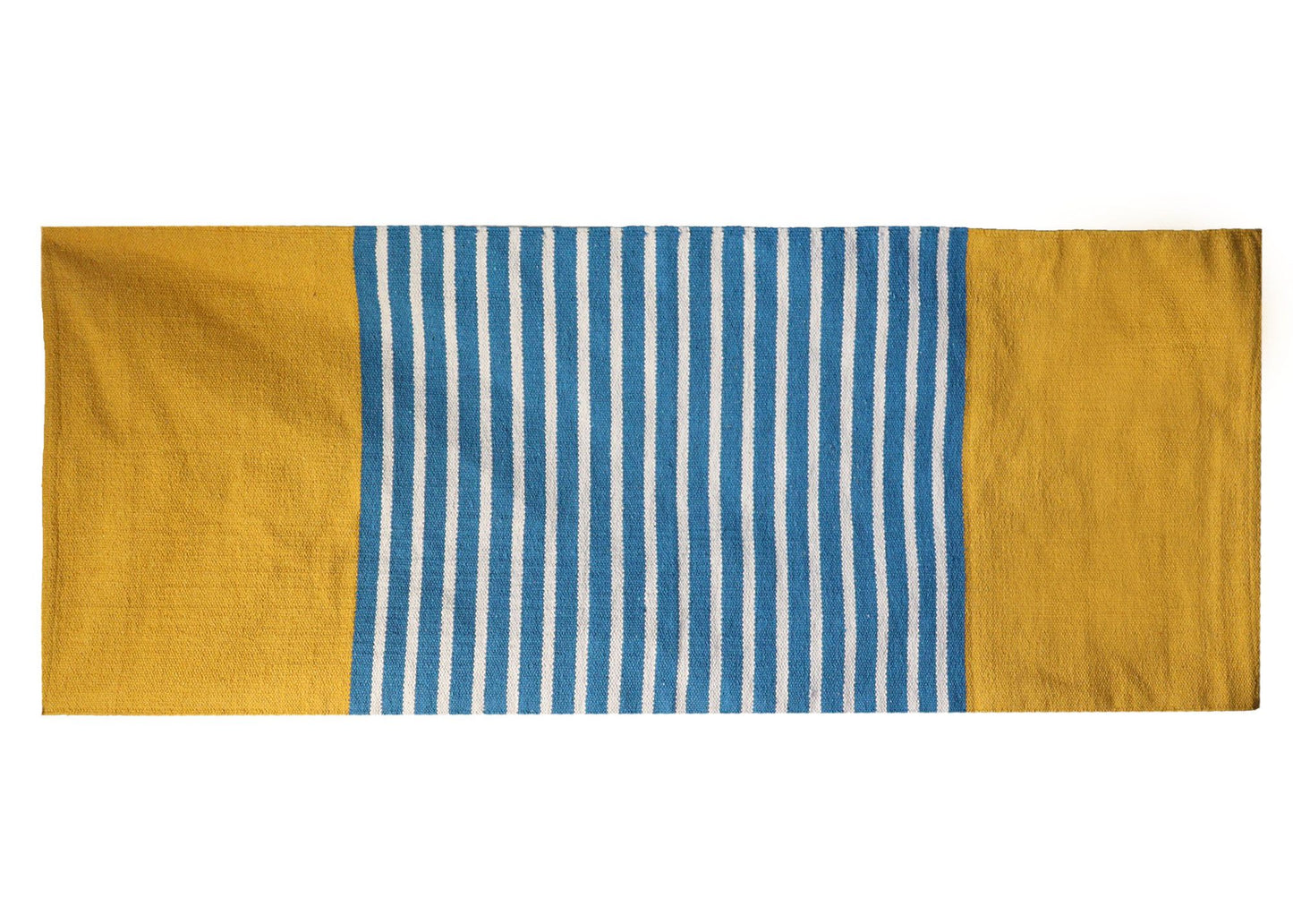Indian Cotton Rug - 70x170cm - Yellow/Blue
