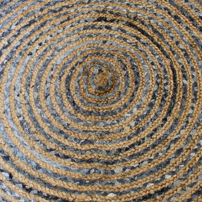 Round Jute and Denim Recycling Rug - 90 cm