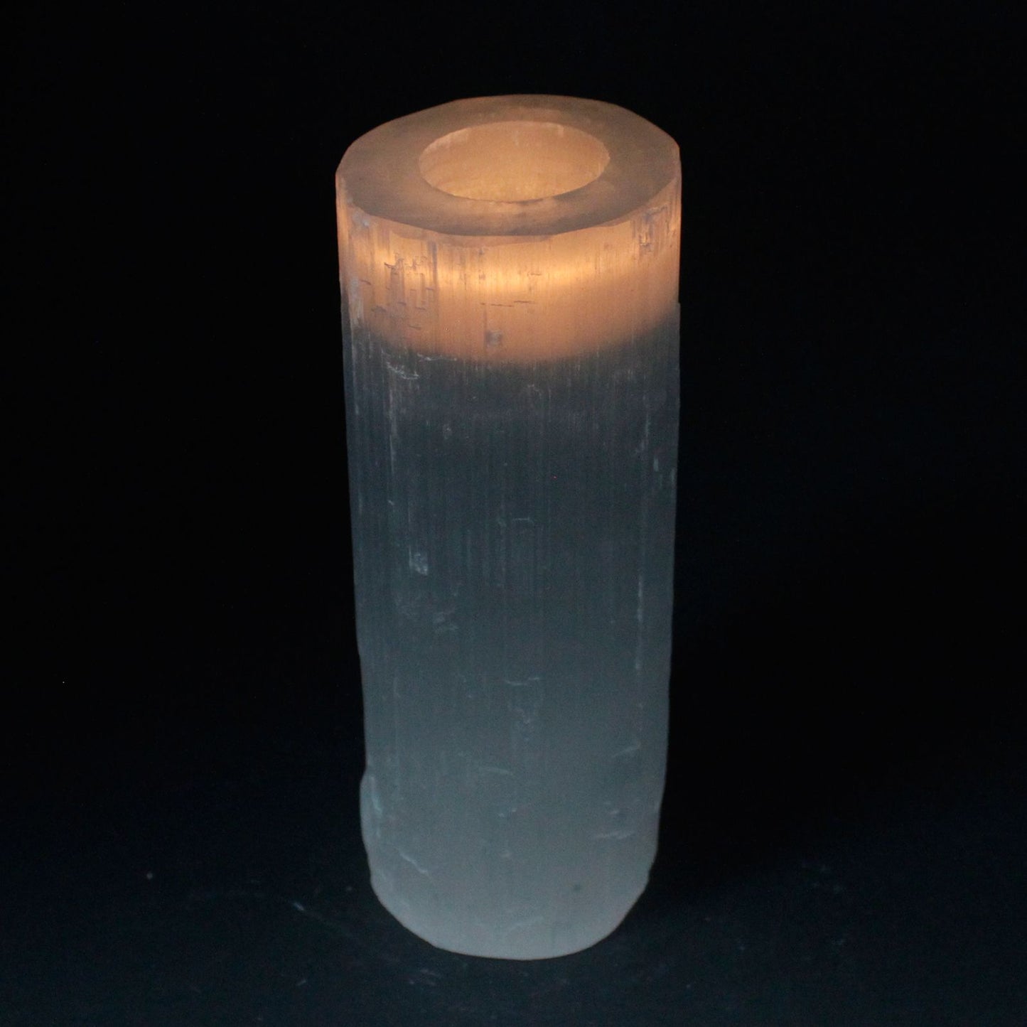 Selenite cylinder candlestick - 20 cm