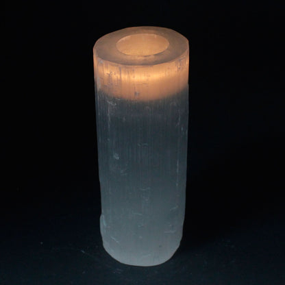 Selenite cylinder candlestick - 20 cm