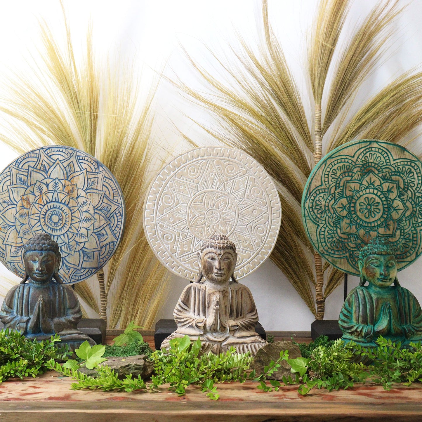 Buddha Feng Shui Set - Mandala Floral - Azul