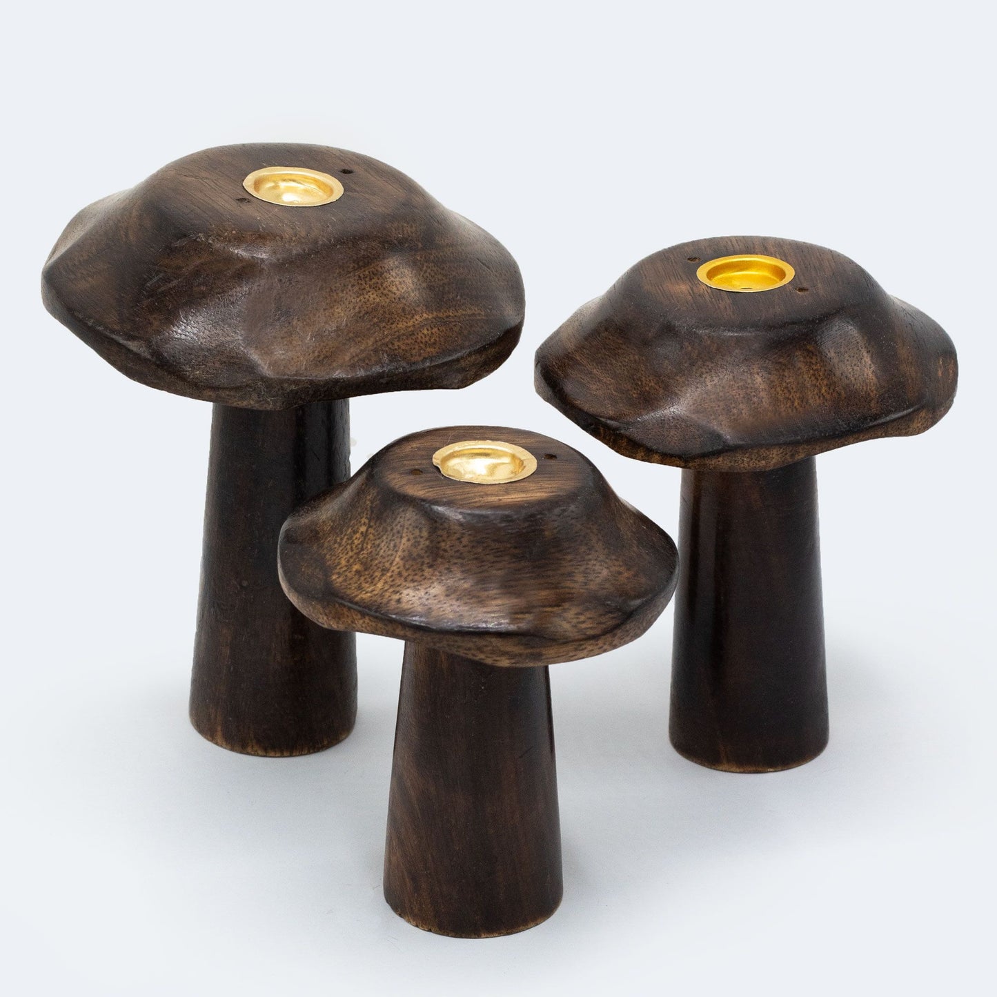 Set of 3 Flat Cone Incense Mushrooms (13cm 12cm 11cm)