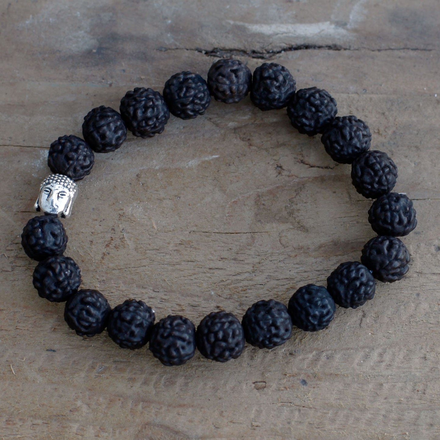 Rudraksha Buddha Japa Mala Bracelet - Dark