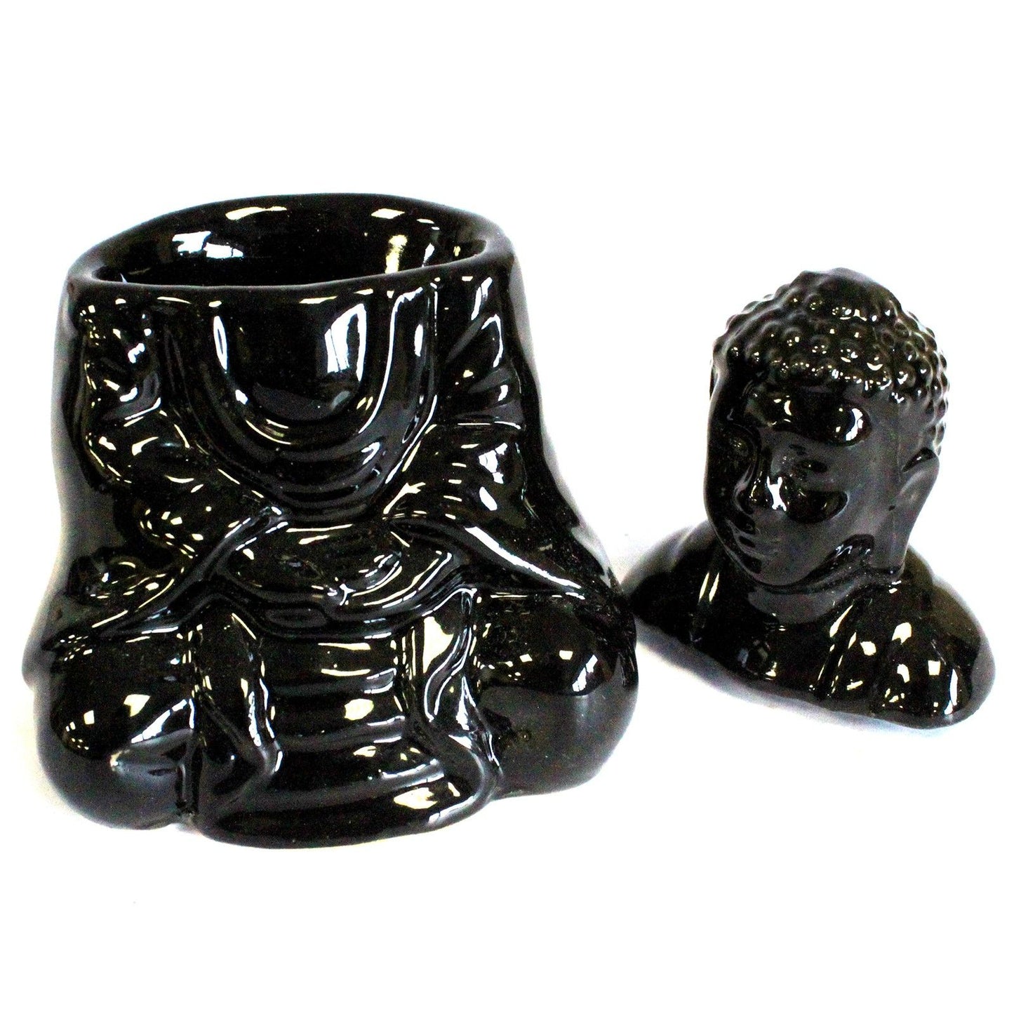 Seated Buddha Oil Burner - Black