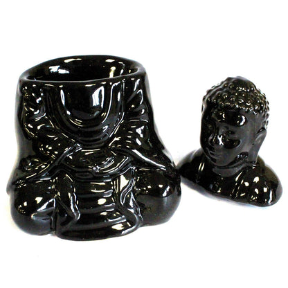 Seated Buddha Oil Burner - Black