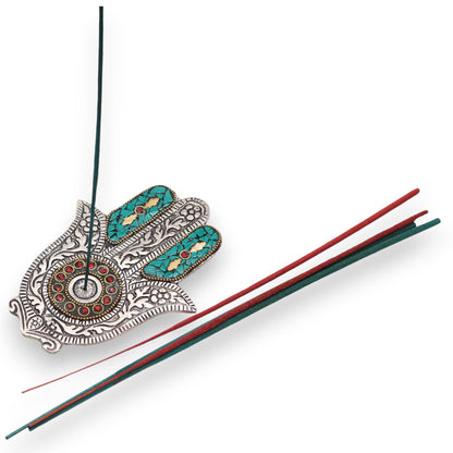Small Green Hamsa Incense Holder 13x5.5cm