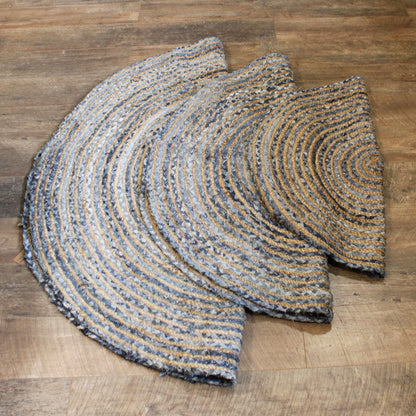 Round Jute and Denim Recycling Rug - 90 cm