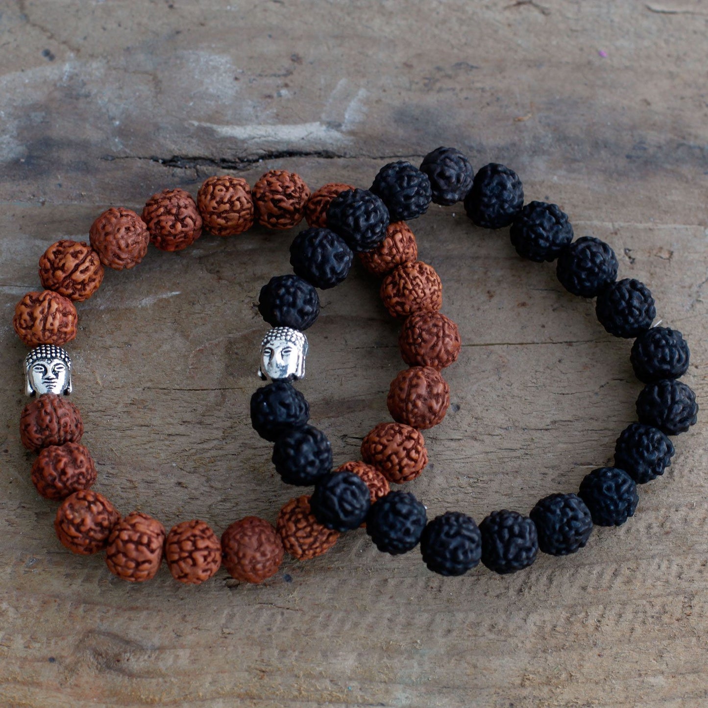 Rudraksha Buddha Japa Mala Bracelet - Dark