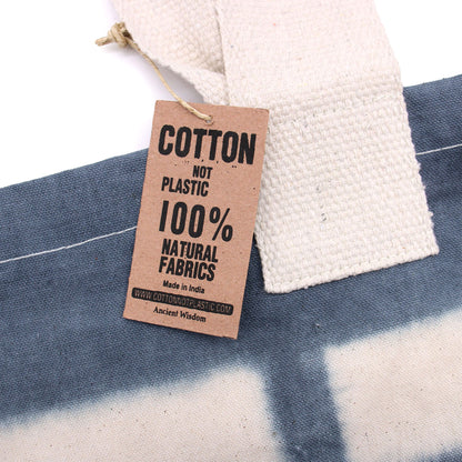 Bolsa de Algodon Natural con Diseño "Tie Dye" (220g)- 38x42x12cm - Anillos Granate - Asa Rosa