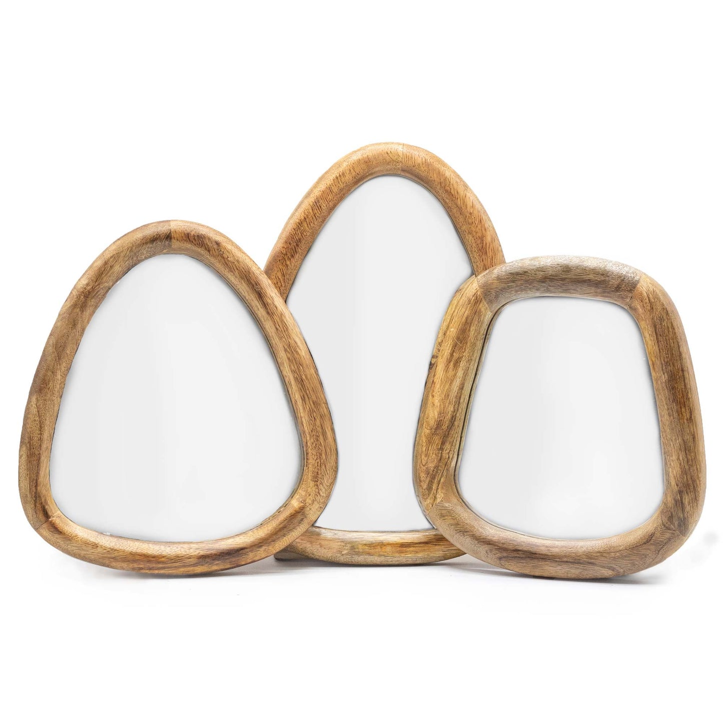 Set of 3 Pebble-Shaped Mirrors - Dark Brown Finish