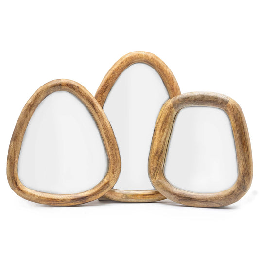 Set of 3 Pebble-Shaped Mirrors - Dark Brown Finish