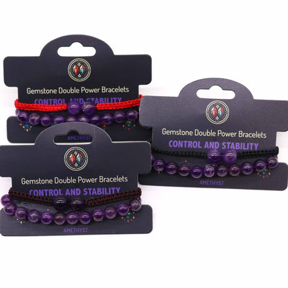 Double Power Gemstone Bracelets - Amethyst