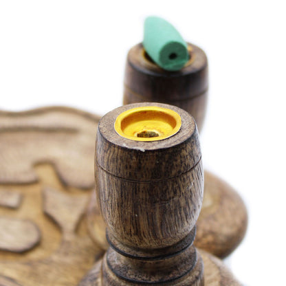 Sm Reverse Burner Mango Wood - Brass Buddha