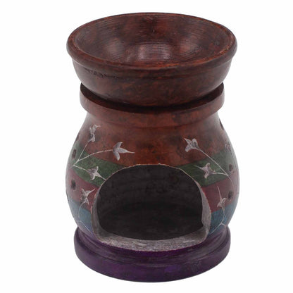 Soapstone Oil Burner 10cm - Hamsa - Five Colors