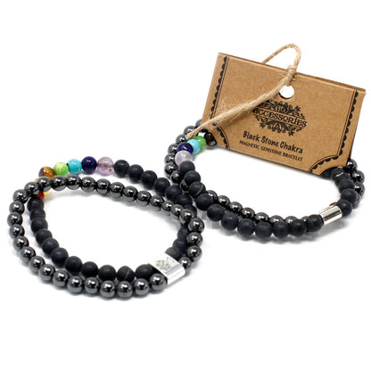 Magnetic Gemstone Bracelet - Chakra Black Stone