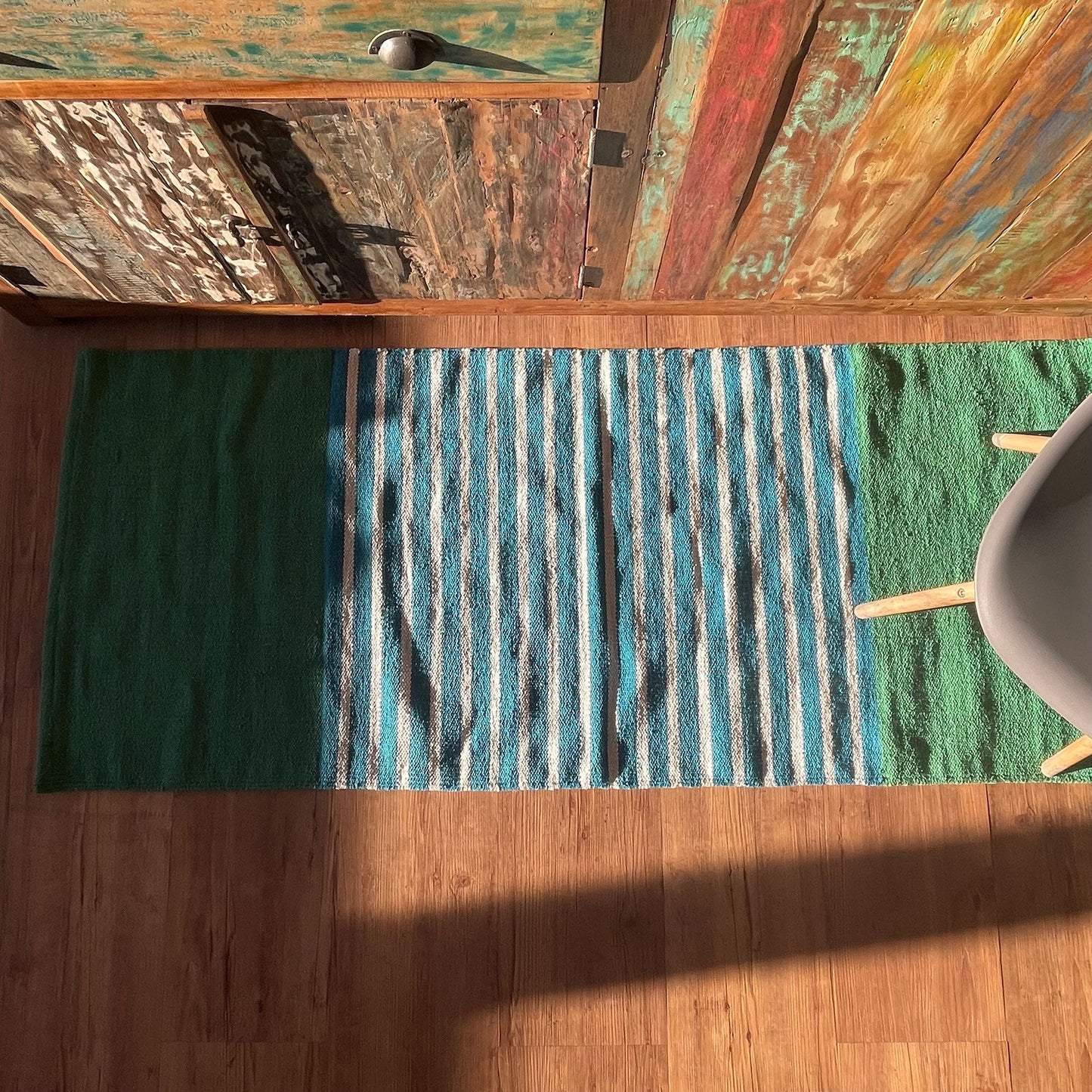 Indian Cotton Rug - 70x170cm - Blue/Green