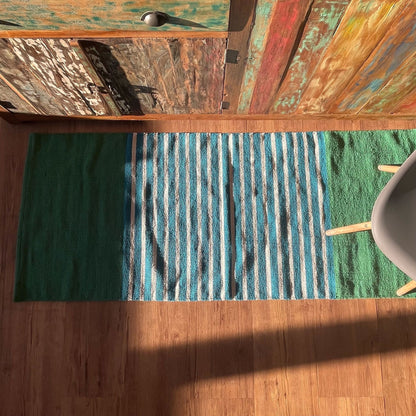 Indian Cotton Rug - 70x170cm - Blue/Green