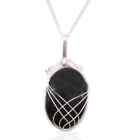 Cascade Wrapped Gemstone Necklace - Raw Black Onyx
