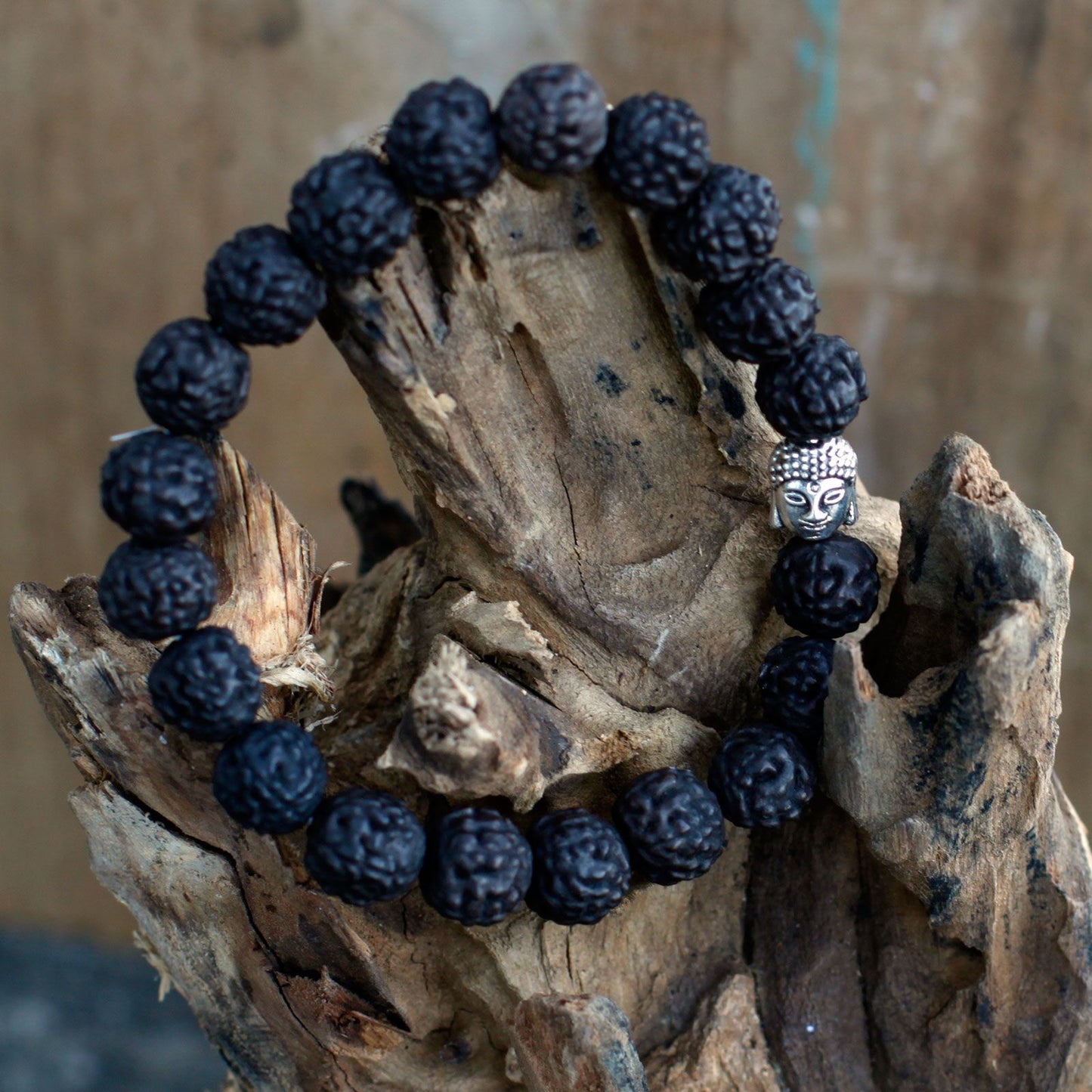 Rudraksha Buddha Japa Mala Bracelet - Dark