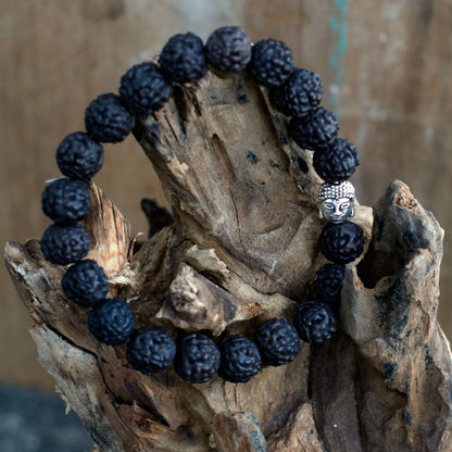 Rudraksha Buddha Japa Mala Bracelet - Dark