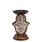 Mango Wood Candlestick - Hamsa - Small 18x11cm