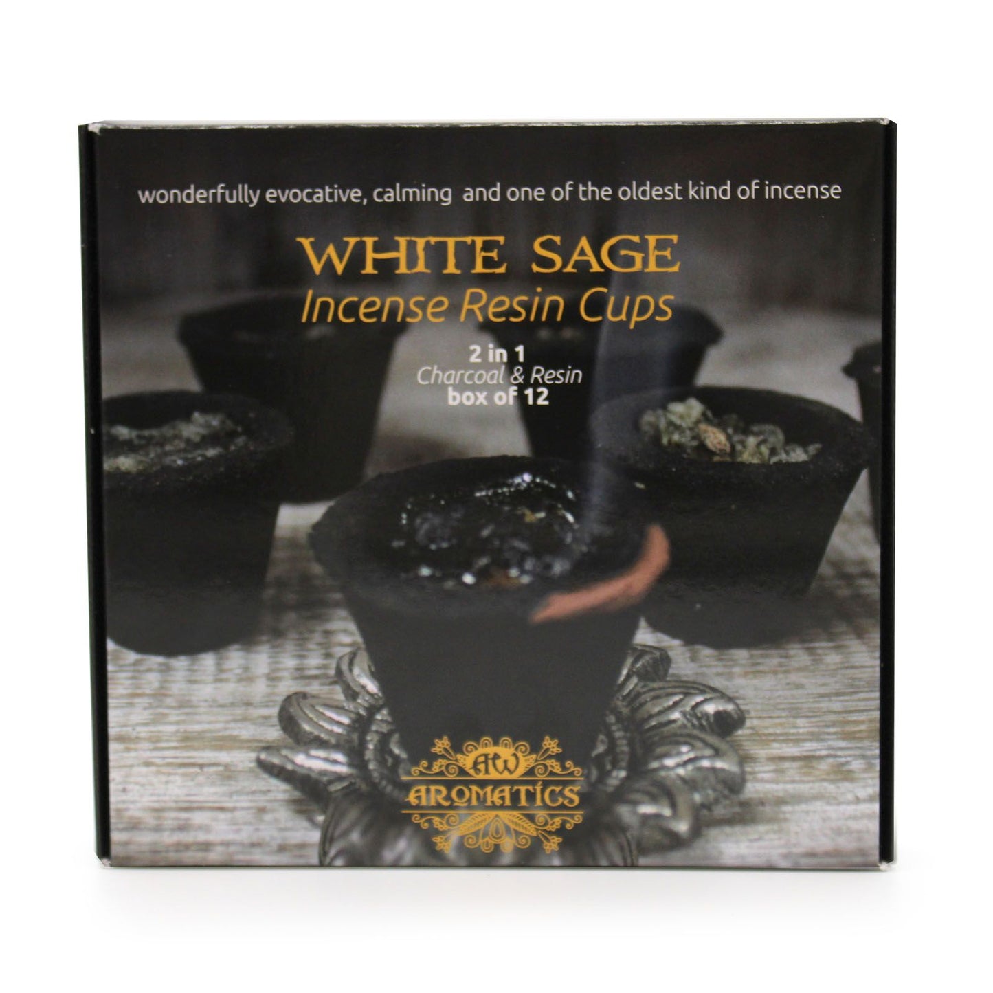 Box of 12 resin cups - white sage