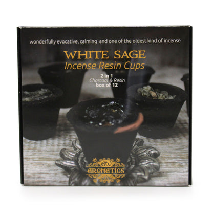 Box of 12 resin cups - white sage