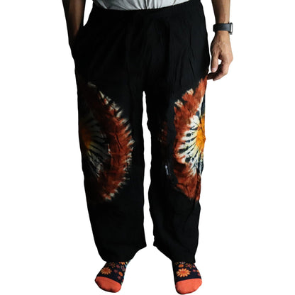 Pantalones de descanso de estilo japonés - negro chocolate y naranja - L