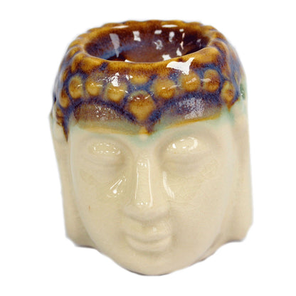 Buddha Face Oil Burner - Ivory and Blue